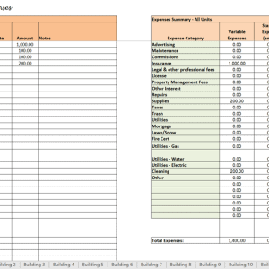 Multi Unit Property Template, Duplex and Apartment and Expense